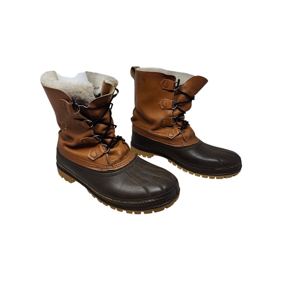 Vtg Sorel Scout Boots 12 Men Brown Leather Wool Liner Canada Duck Winter Hunting